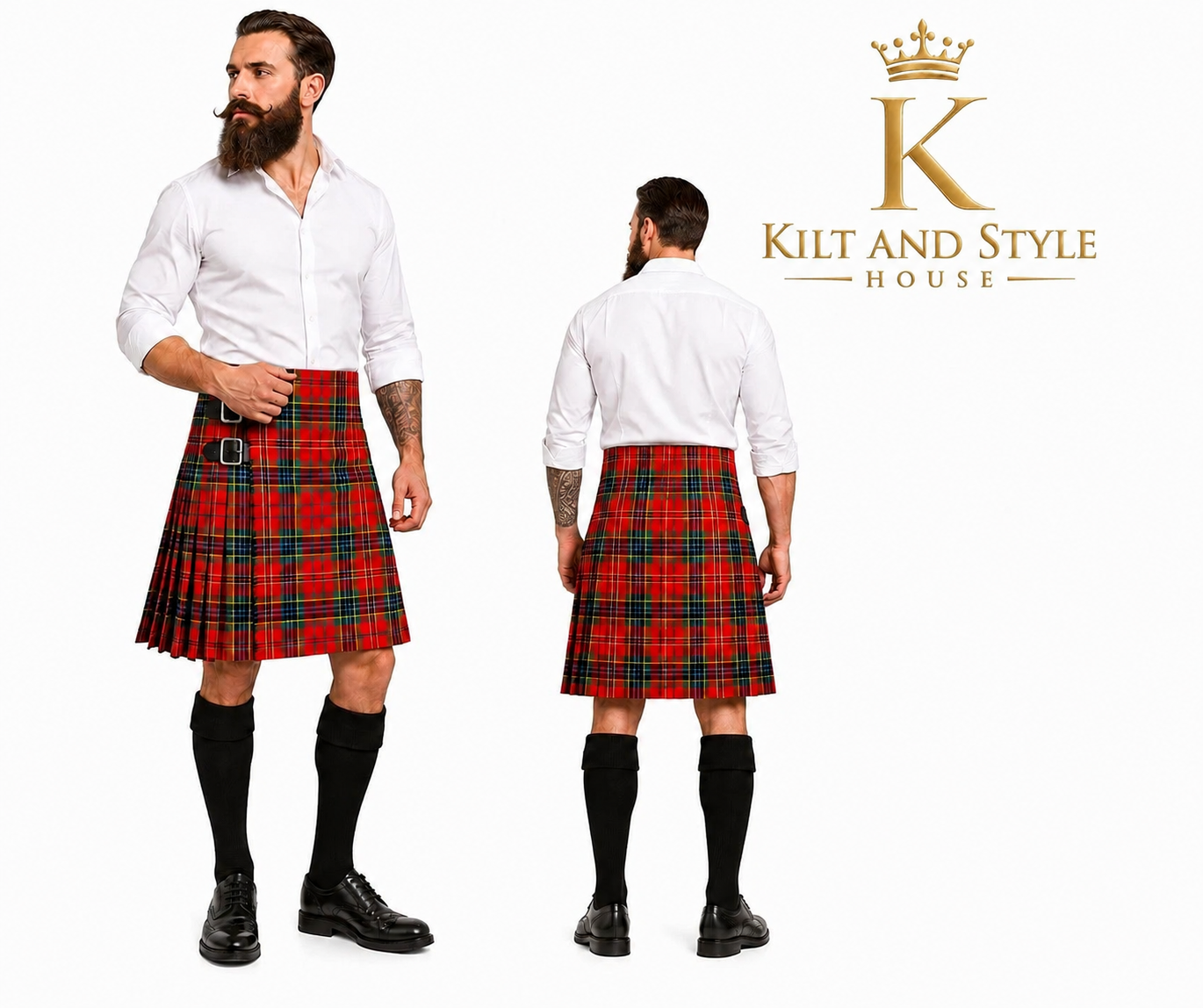 Scottish Handmade Traditional Macpherson Tartan Kilt-Clan Macpherson