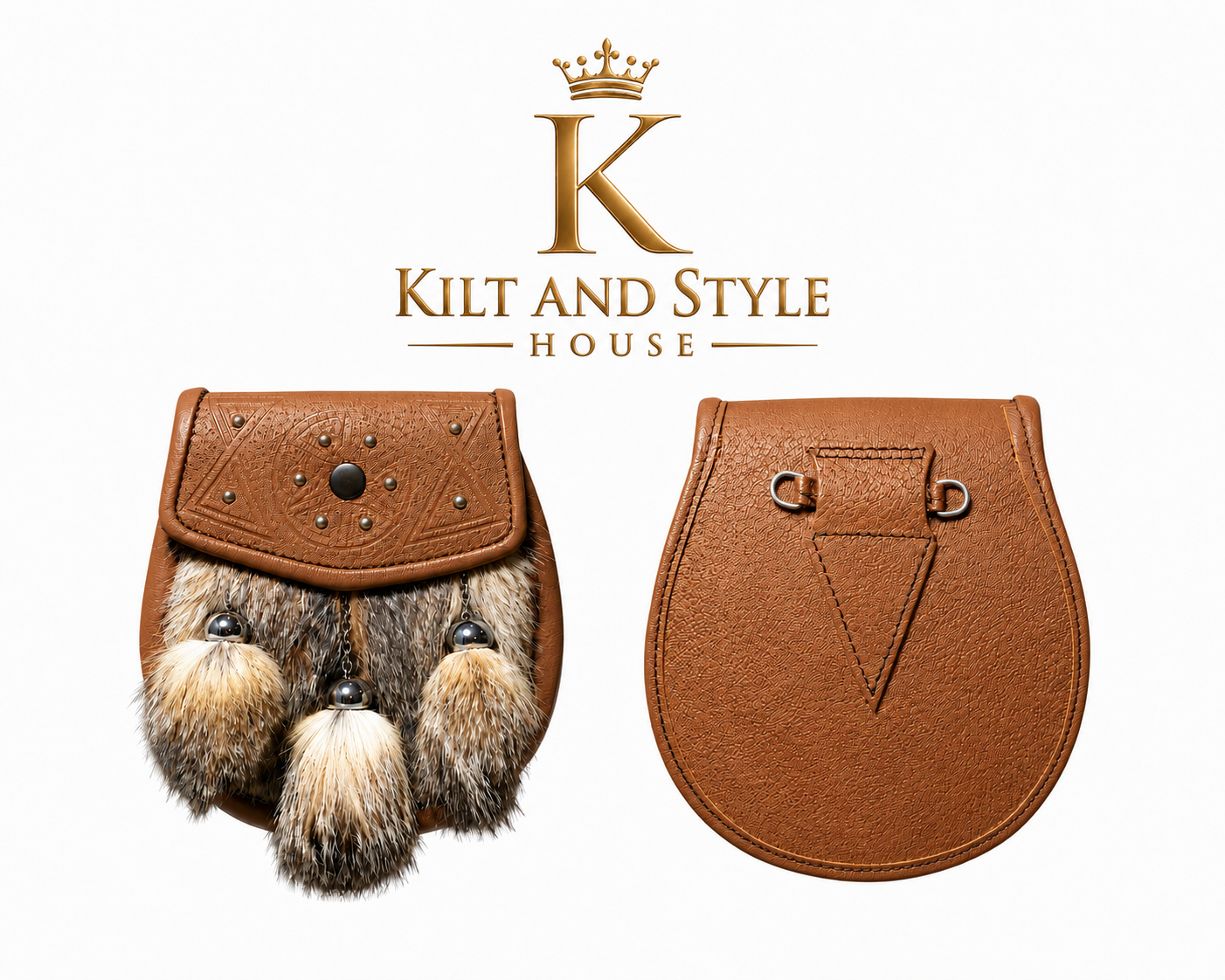 Handmade Semi Dress Fox Fur Sporran Premium Quality Leather Sporran