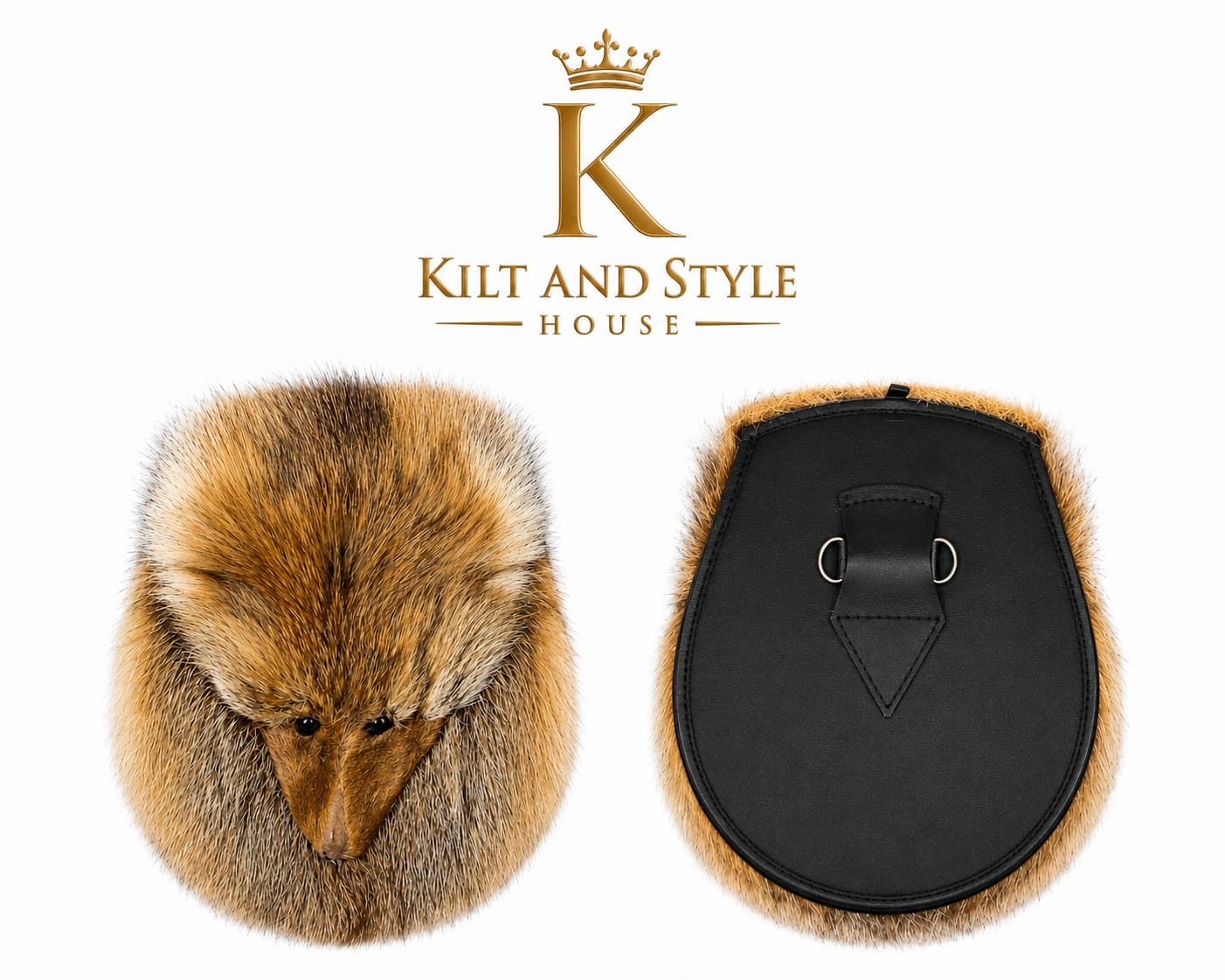 Handmade Red Fox Mask Sporran | Real Fox Fur Head | Premium Leather Scottish Kilt Sporran