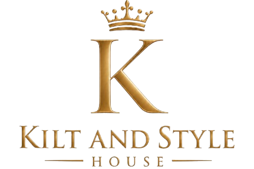 Logo of Kilt and Style House with a gold 'K' and crown on a white background